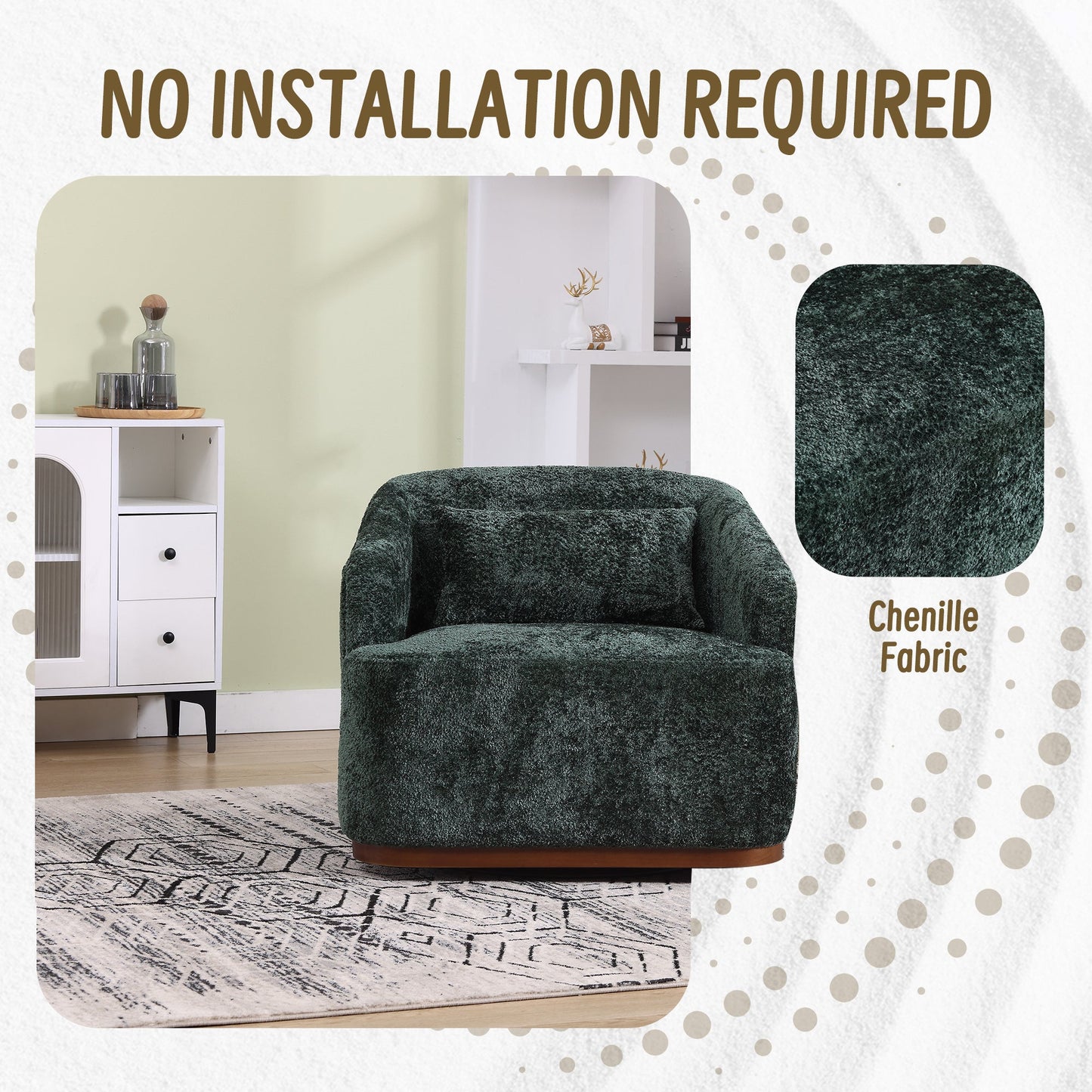 Swivel Barrel Chair, Comfy Round Accent Sofa Chair for Living Room,