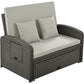 PE Wicker Rattan Double Chaise Lounge, 2-Person Reclining Daybed with