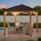 Hardtop Gazebo 9 X 9 Ft. Cedar Framed Wood Gazebo with Brown Steel &