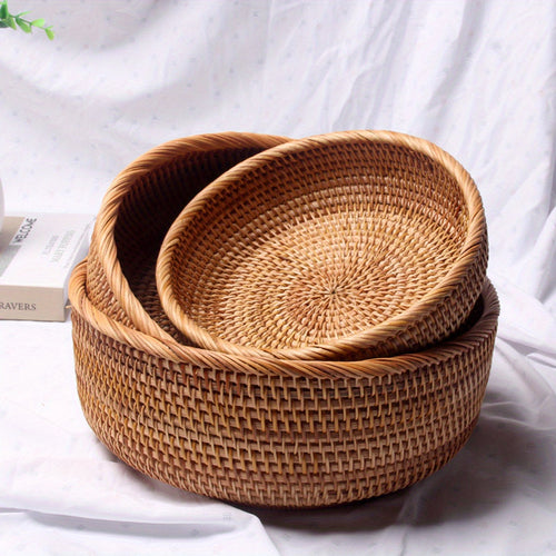 Set of 1 or 3 Rattan Decorative Woven Baskets