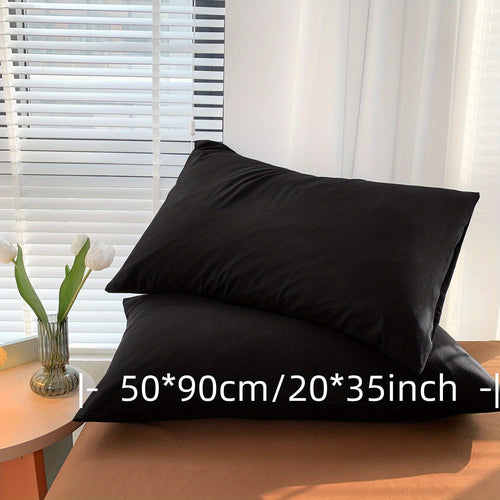 Set of 2 Brushed Solid Pillow Covers No Inserts