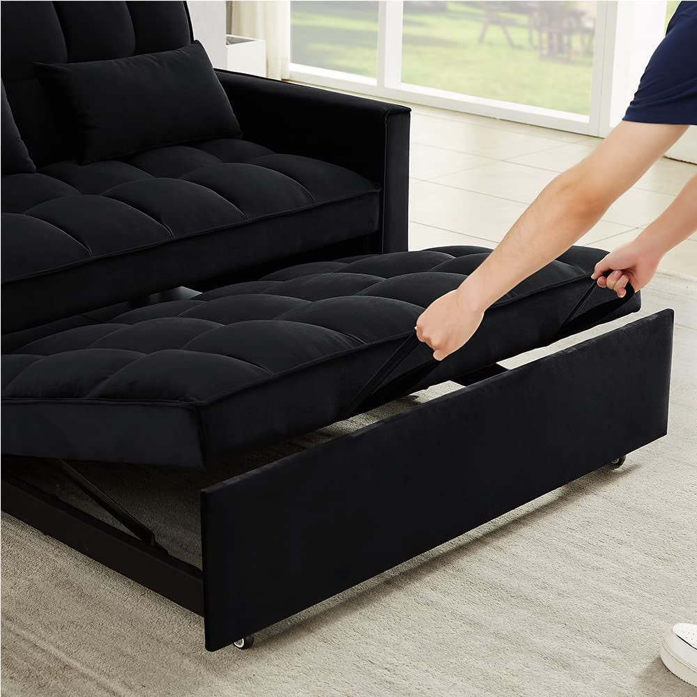 Velvet Sofa Bed with Adjustable Pull Out