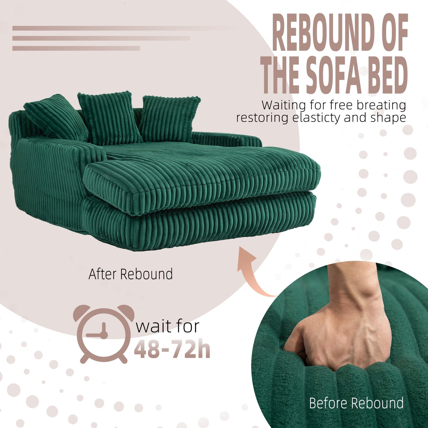 Corduroy lazy sofa With 3 back pillows,Comfy Sofa- Deep Seat Couch for