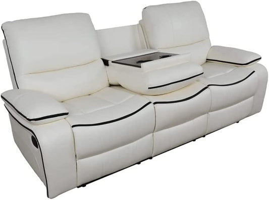 1 Piece Faux Leather Manual Reclining Sofa with Back Panel for Living