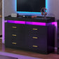 LED Dresser with 2 Pull-Out Tray, 6 Drawer Dresser, 47.2" Long Wide