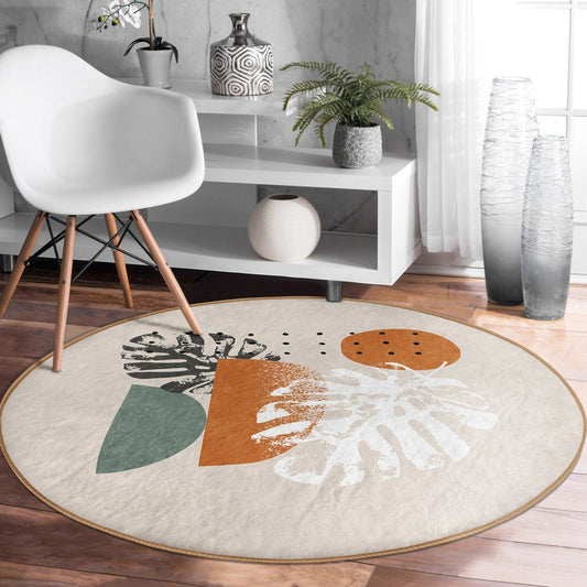 Abstract Round Rug, Abstract Circle Carpet, Non Slip Decorative Area