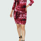 Tie dye turtle neck 3/4 sleeve dress Red