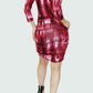 Tie dye turtle neck 3/4 sleeve dress Red