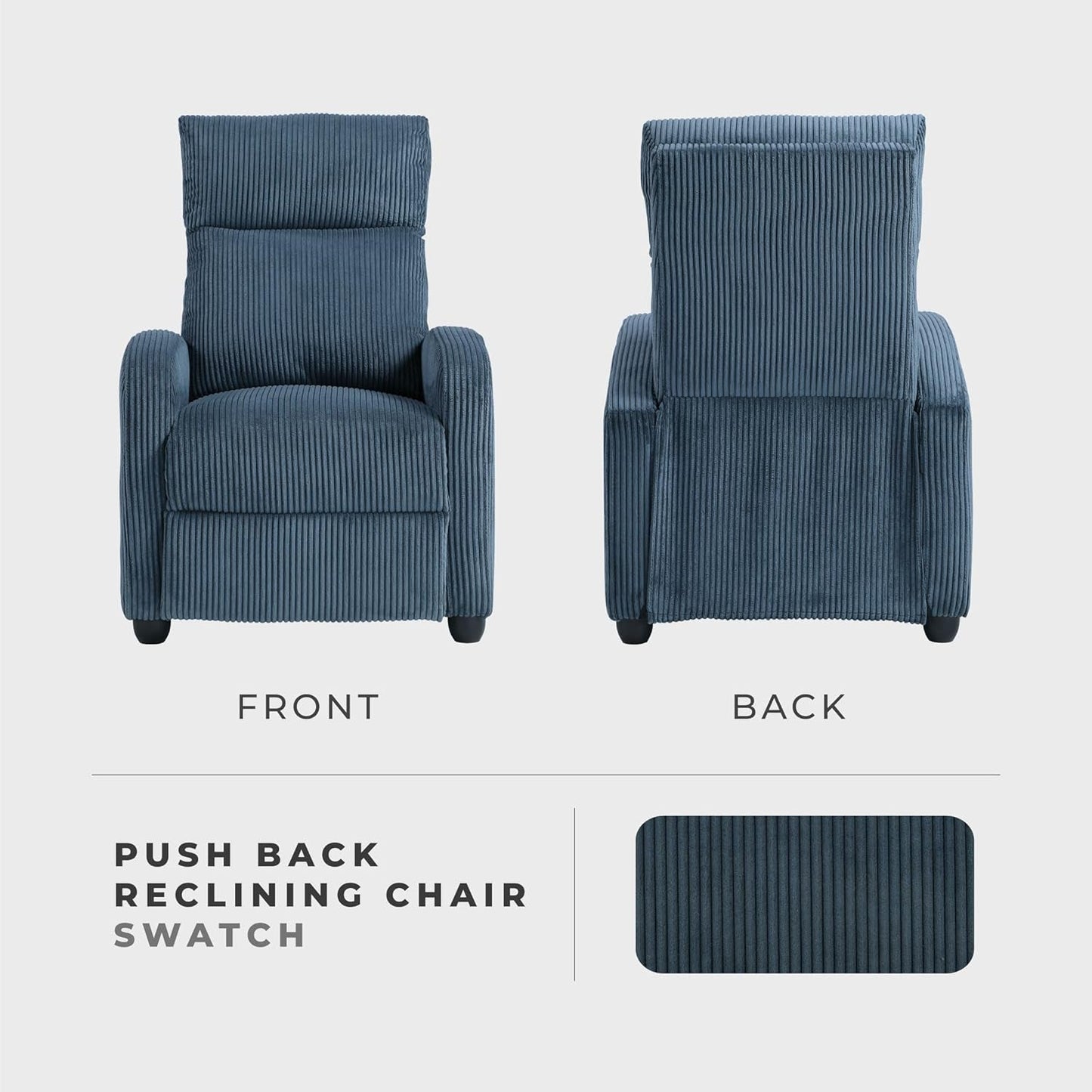 Pushback Recliner Chair Armchair Push Back Recliner, Corduroy Chair