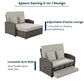 PE Wicker Rattan Double Chaise Lounge, 2-Person Reclining Daybed with