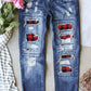Ripped Plaid Straight Legs Jeans
