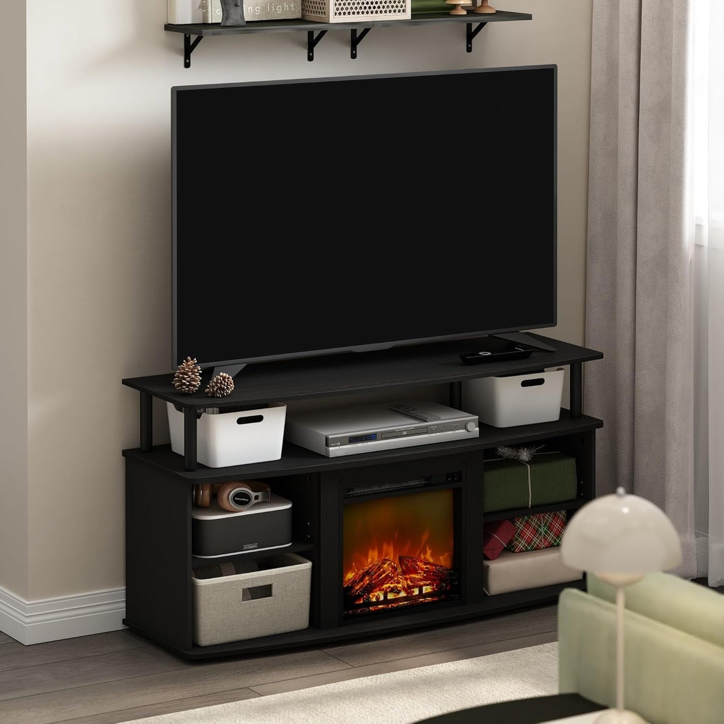 Jensen Open Shelving Storage Fireplace TV Entertainment Center for TV