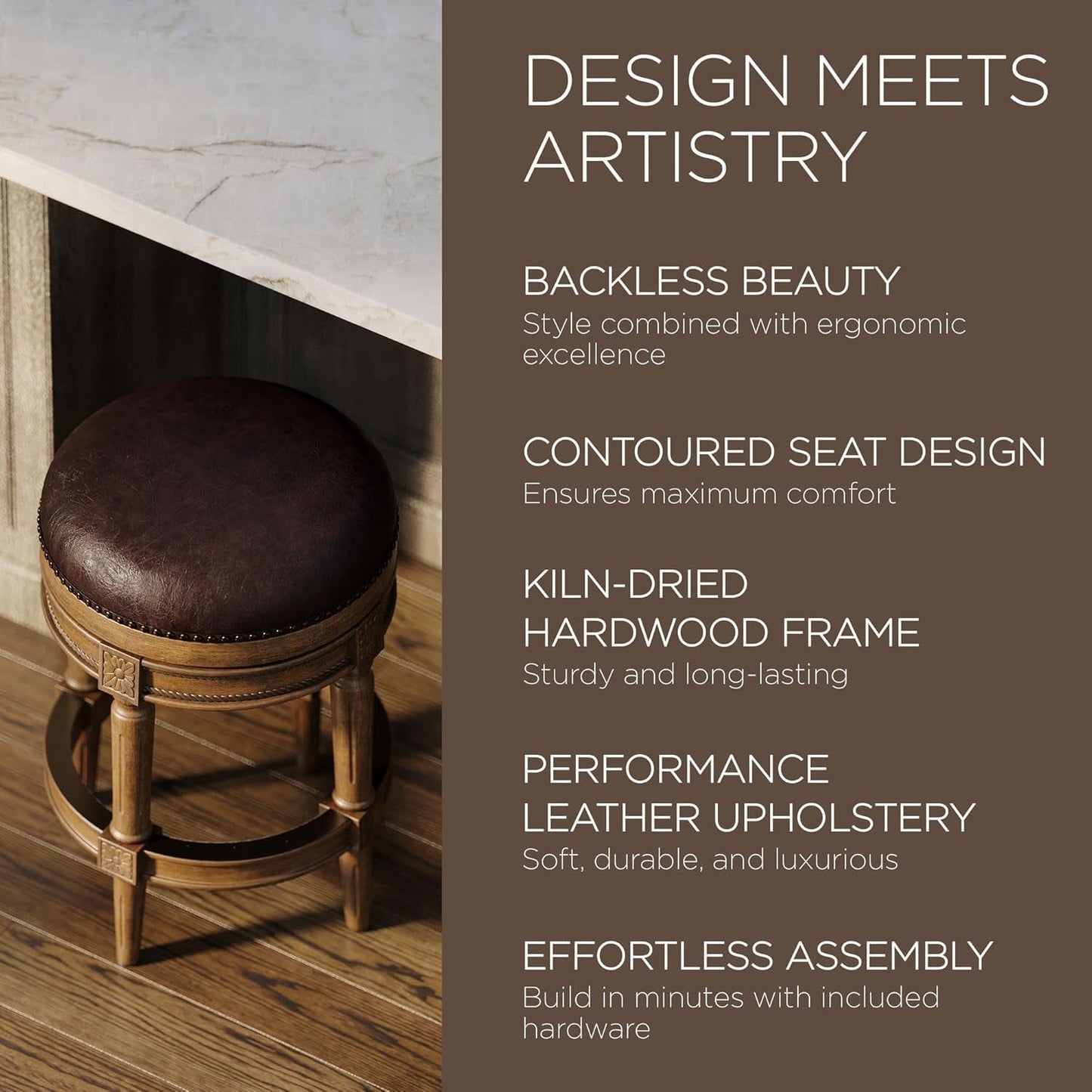 Pullman 31 Inch Tall Bar Height Upholstered Backless Barstool in