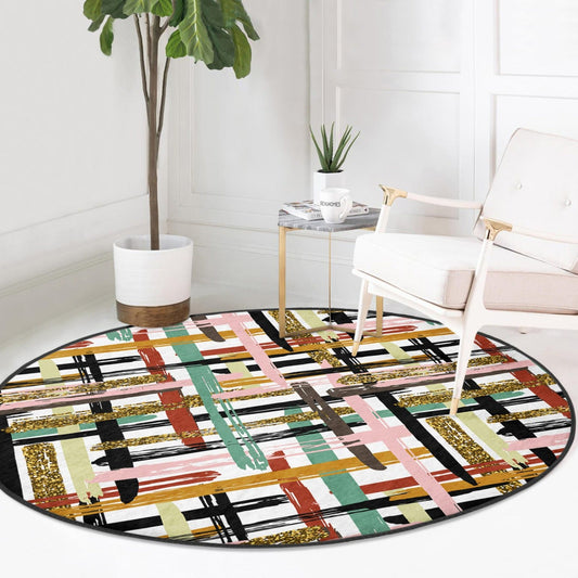 Abstract Circle Carpet, Abstract Decorative Round Rug, Non Slip Floor