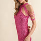 Sequins Bodycon Party dress with shoulder beads