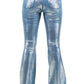 Metallic Bell Bottom Jean in Blue - Inseam 32\"