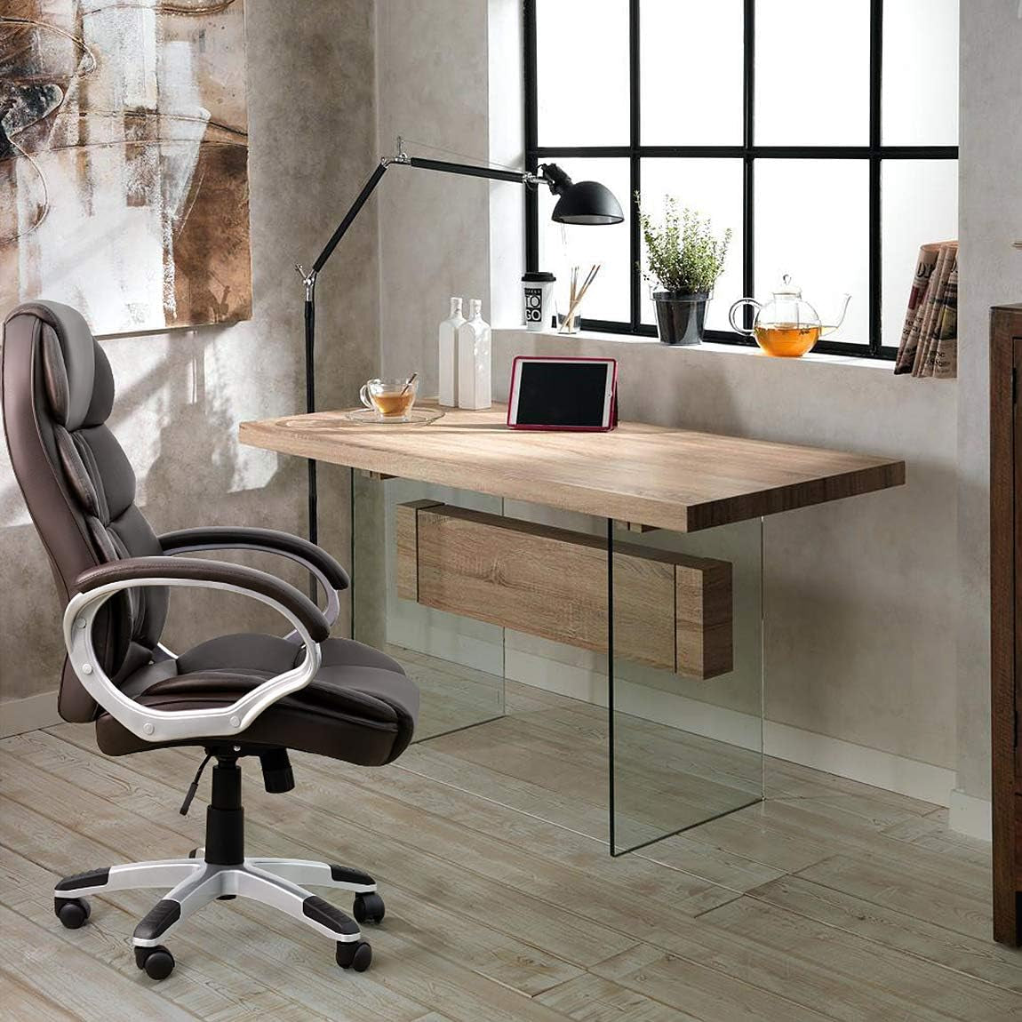 Office Chair High Back Computer Chair Ergonomic Desk Chair, PU Leather