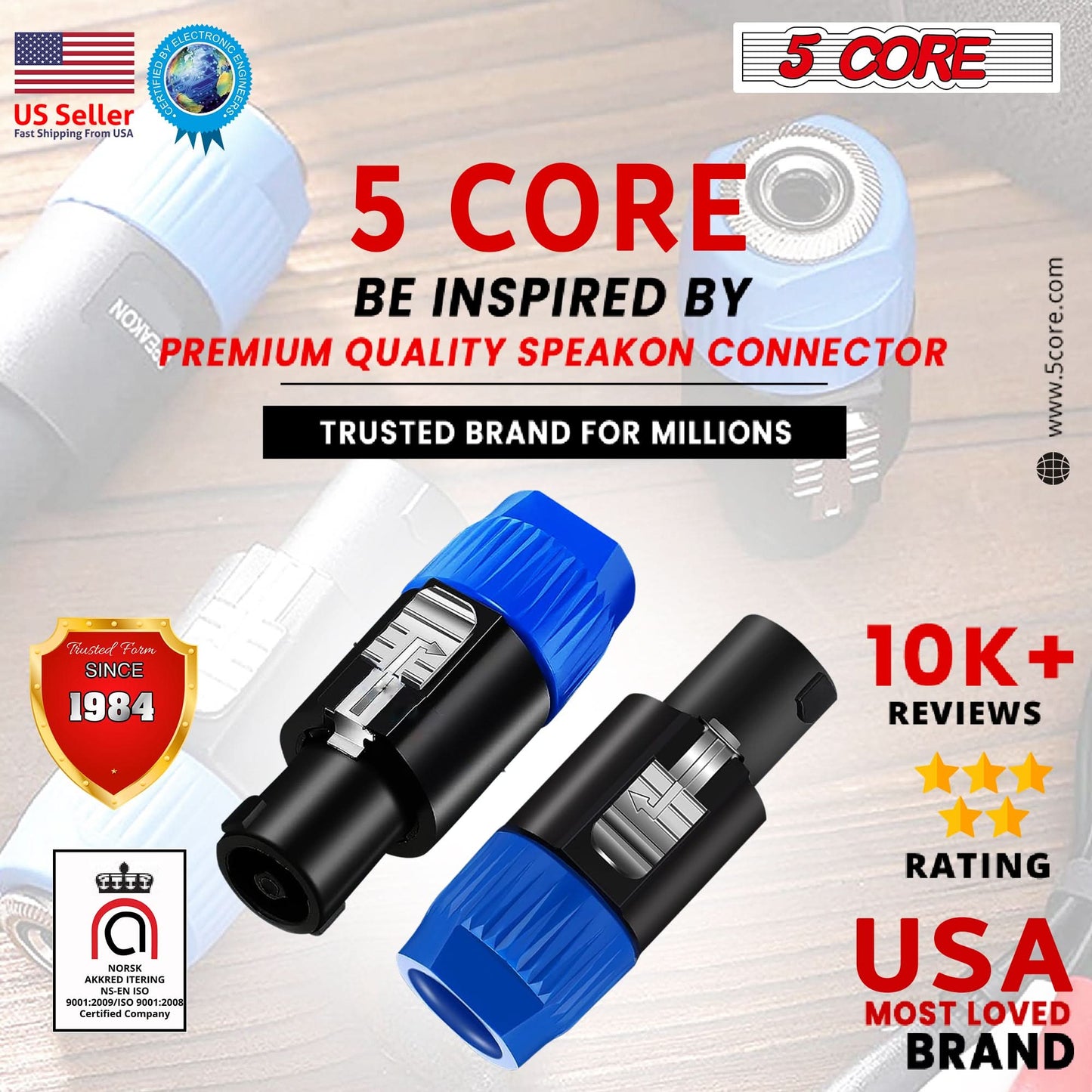 5Core Speakon Adapter High Quality Audio Jack Male Audio Pin Speaker