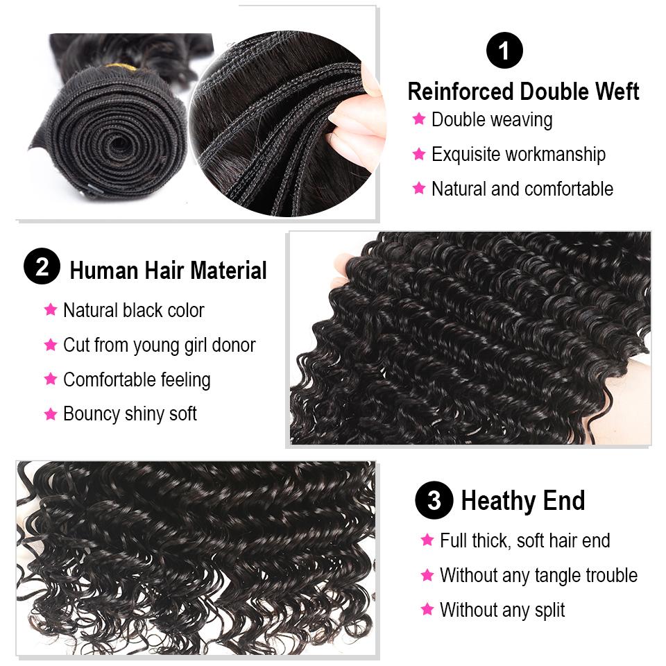 BeuMax 10A Grade 3/4 Deep Wave Bundles with 4x4 Closure Brazilian Hair - Walbiz.com
