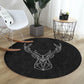 Deer Round Rug, Black Deer Patterned Area Rug, Non Slip Circle Carpet,
