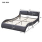 Full Size Upholstered Faux Leather Platform Bed With LED Light Bed Fra