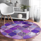 Purple Decorative Round Rug, Purple Living Room Area Carpet, Non Slip