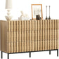 Fluted 6 Drawer Dresser with Metal Stand, Mid Century Modern