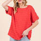 RED TEXTURED KNIT TOP | Solid / S