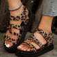 Chestnut Leopard Print Hollow Out Wedge Sandals