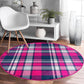 Plaid Patterned Decorative Round Rug, Plaid Living Room Circle Carpet,