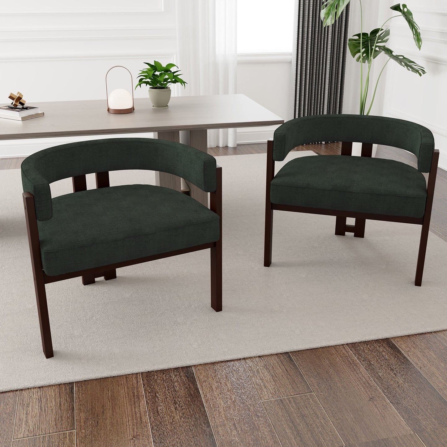 Modern Accent Chair Teddy Upholstered Armchair with Open Back 3 Legs