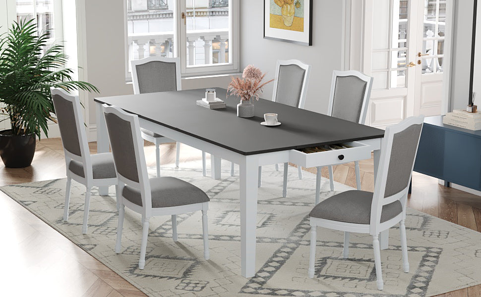 Rustic 7-Piece 78.1inch Extendable Dining Table Set with 18inch