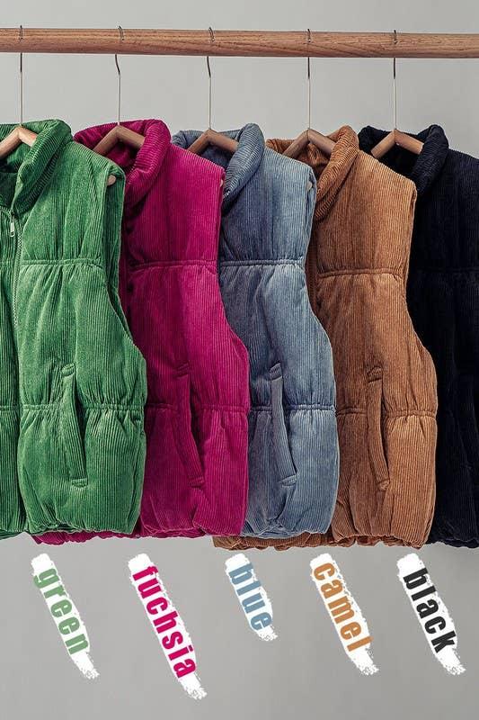 Cropped Corduroy Puffer Vest