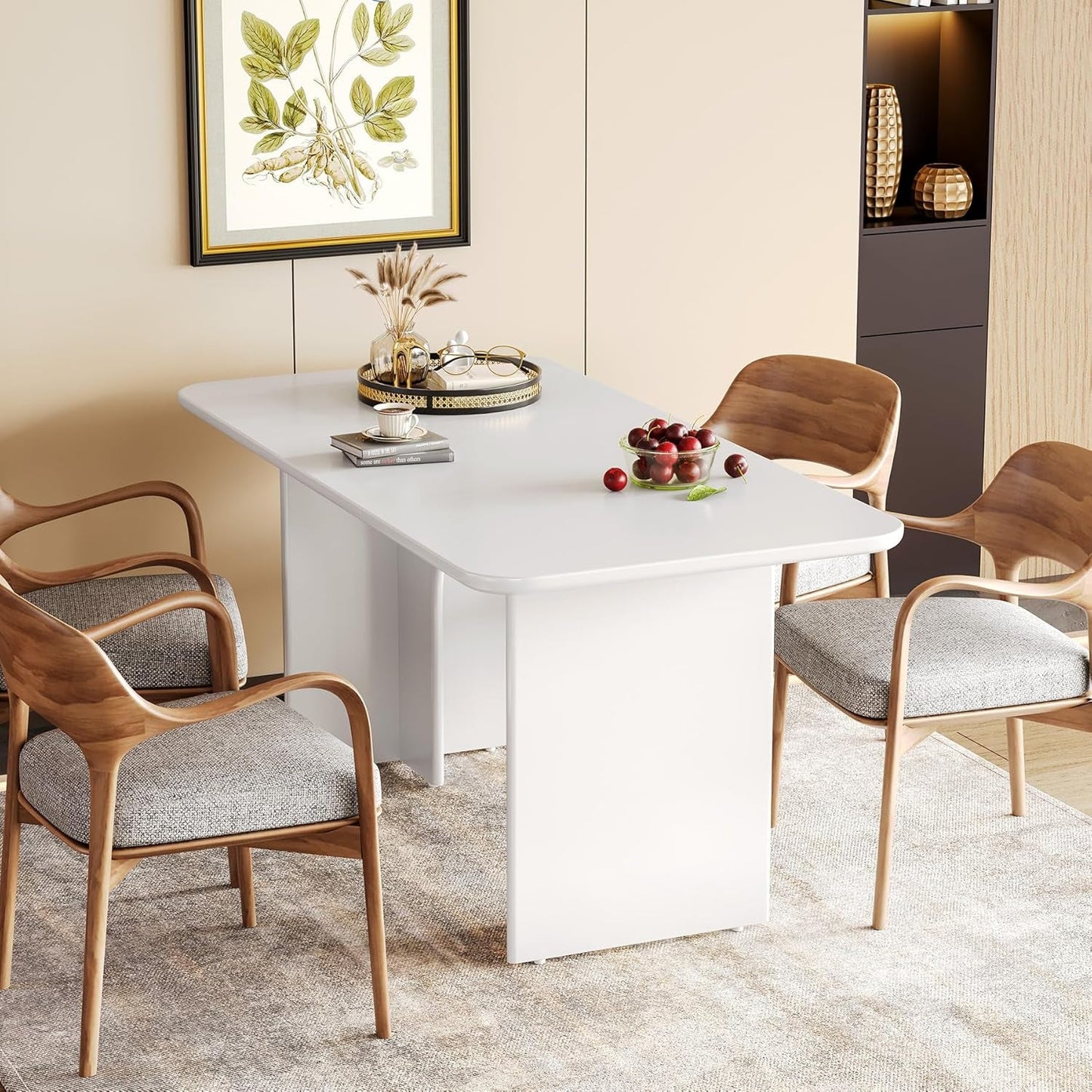 63-Inch Dining Table for 4-6 People, Large Kitchen Dinner Table with