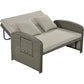 PE Wicker Rattan Double Chaise Lounge, 2-Person Reclining Daybed with