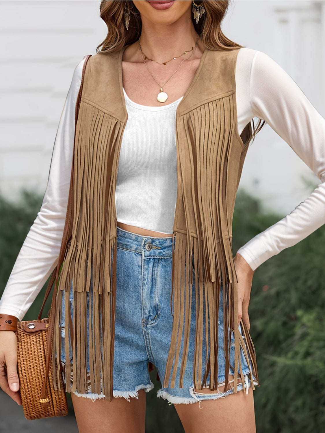 Fringe Open Front Vest Coat – Stylish Layering Piece | Walbiz