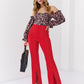 Women's elegant trousers with a slit red 502800