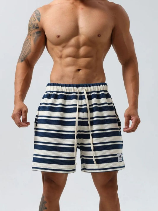 Mens Plus Size Drawstring Striped Shorts - Walbiz Comfortable Fit