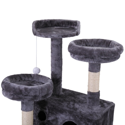 Cat Tree Cat Tower With Catching Ball, Plush Mat, Ladder And Indoor