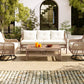 4 Pieces Patio Furniture Set with Swivel Chairs, Outdoor Wicker Sofas