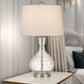 27" Clear Metal Round Table Lamp With White Shade