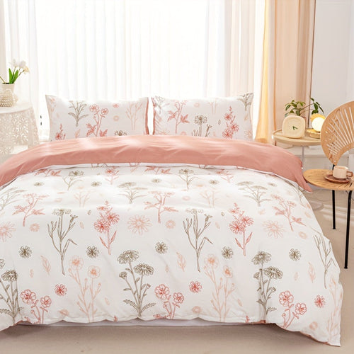 3Piece Floral Duvet Cover Set Soft Pastoral Style Bedding