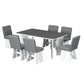 Modern 7-Piece Dining Table Set with 6 Upholstered Dining Chairs, Dark