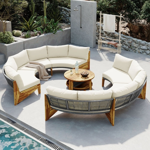 6 - Person Outdoor Seating Group with Cushions and A Coffee Table(old