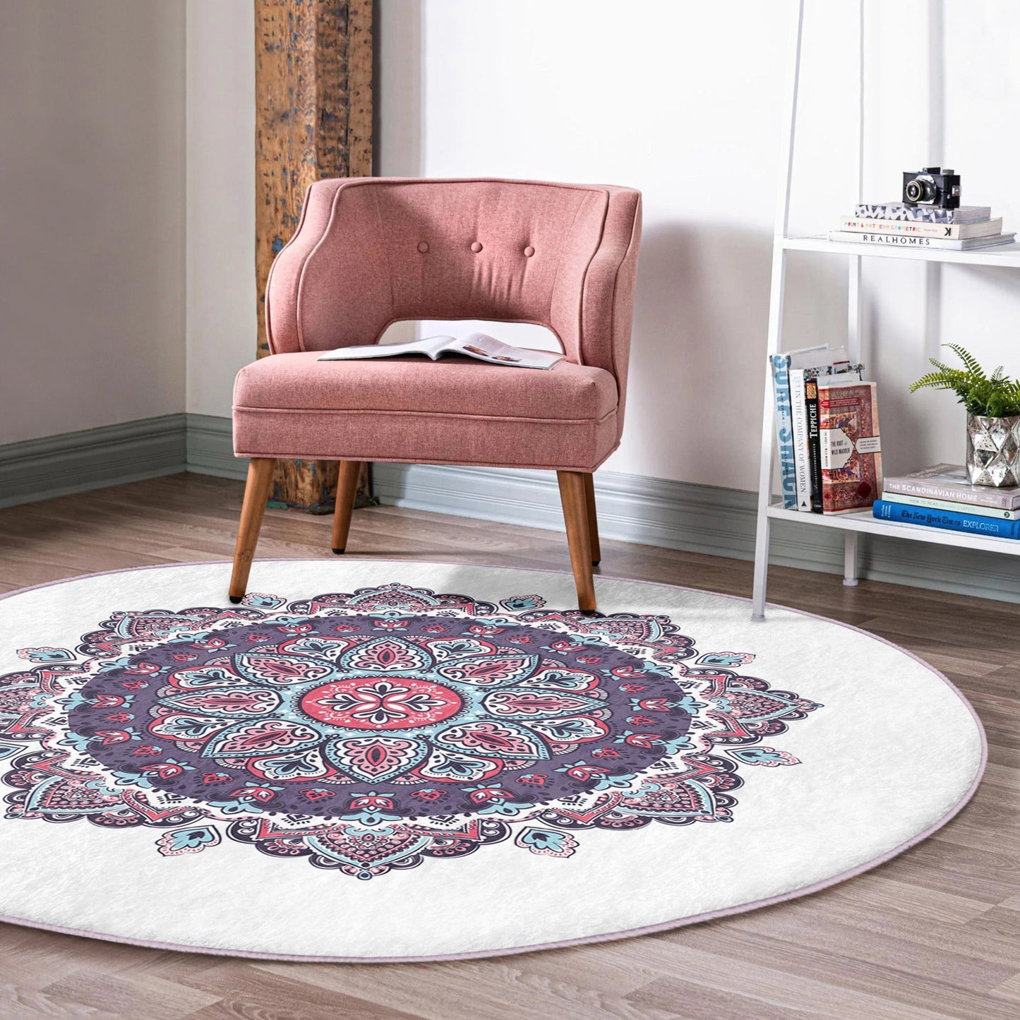 Mandala Yoga Room Round Rug, Meditation Room Circle Carpet, Non Slip