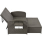 PE Wicker Rattan Double Chaise Lounge, 2-Person Reclining Daybed with