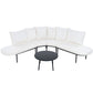 Patio Half- Moon Curved Outdoor Furniture Sofa Set with Coffee Table,