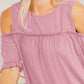 Heimish Full Size Frill Round Neck Cold Shoulder T-Shirt Plus Size
