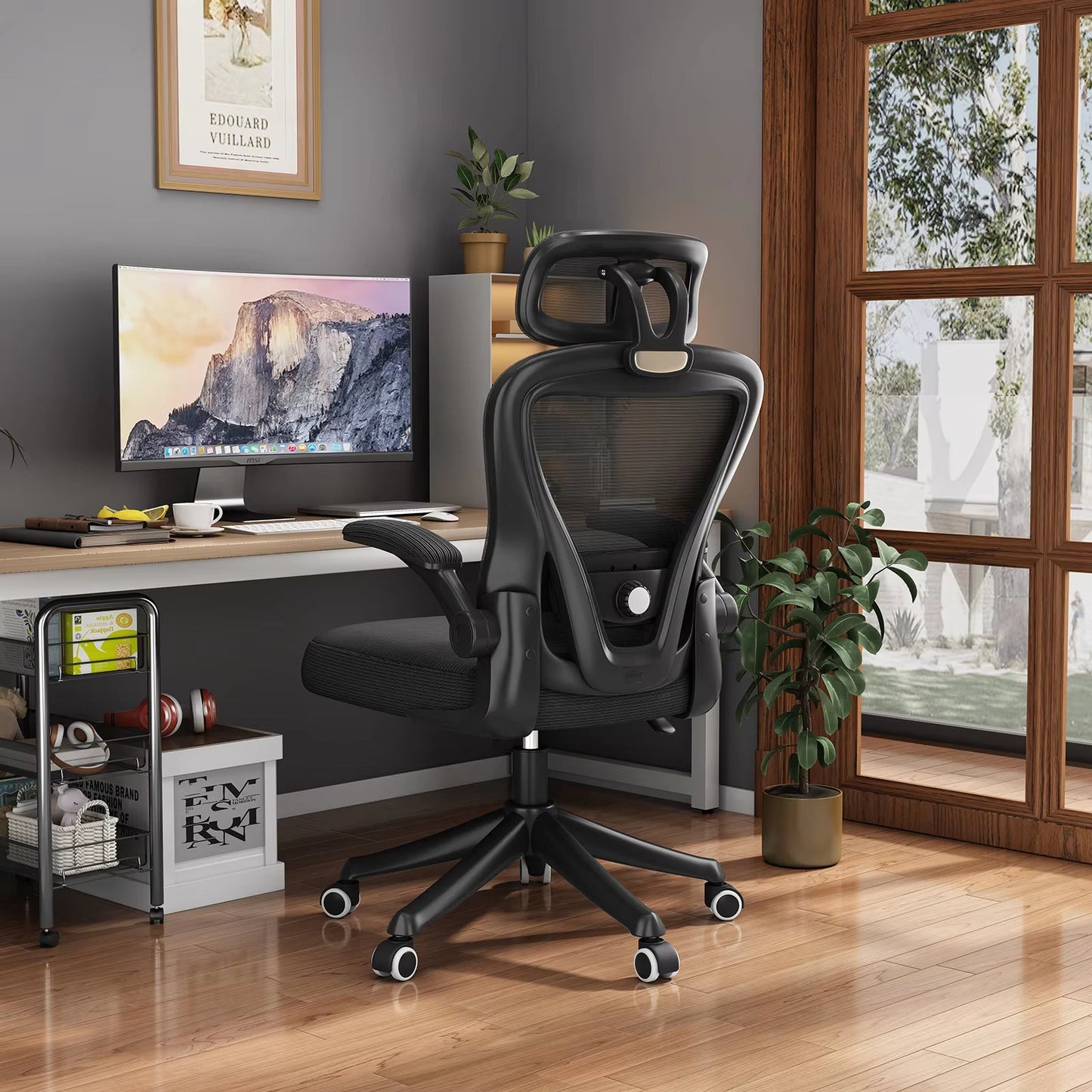 Ergonomic Black Swivel Office Chair High Back Comfortable Mesh Seat