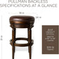 Pullman 31 Inch Tall Bar Height Upholstered Backless Barstool in Dark